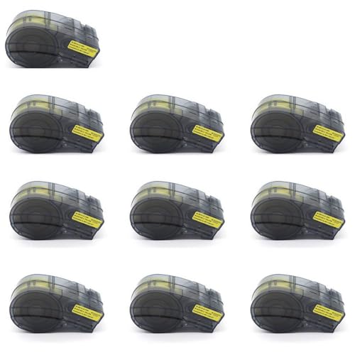 VMHPMLGV BMP21 Beschriftungen Kartusche M21-1500-427 Klebeband schwarz auf gelb kompatibel mit bmp21-plus bmp21-lab-Etiketten-Tag-Druckerdatakom(5pcs with Chip) von VMHPMLGV