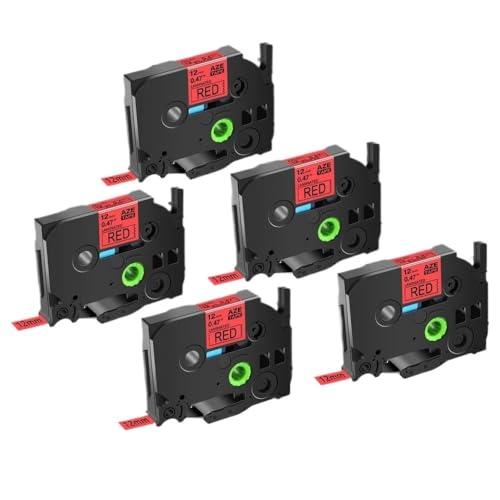 VMHPMLGV Kompatible 3-10pk TZE 231 Beschriftungsband Kompatibel mit Etikettendrucker 12mm laminiertes Schwarz auf Weiß Kompatibel mit PTH110 PTD210(5PK Black on Red) von VMHPMLGV