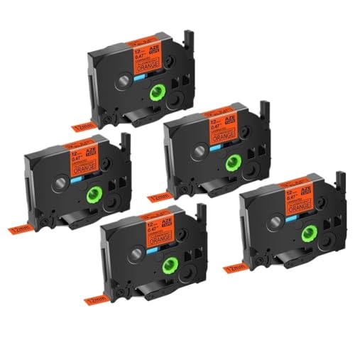 VMHPMLGV Kompatible 3-10pk TZE 231 Beschriftungsband Kompatibel mit Etikettendrucker 12mm laminiertes Schwarz auf Weiß Kompatibel mit PTH110 PTD210(5PK Fluor Orange) von VMHPMLGV