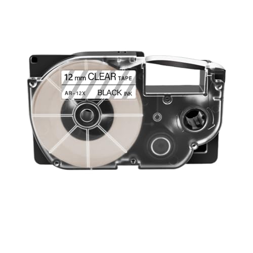VMHPMLGV Kompatible Etikettenbänder 12mm XR Kompatibel mit XR12WE XR-12x funktioniert mit dem Etikettendrucker KL120 KL-60 KL-130(Black on Clear) von VMHPMLGV