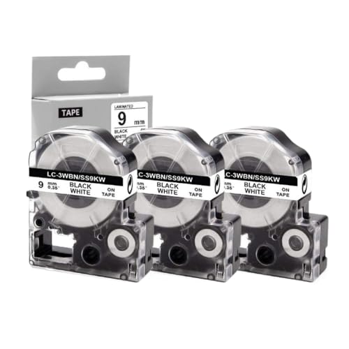 VMHPMLGV Kompatible Etikettenklebeband Kompatibel mit Etikettendrucker 3pk SS9KW 9mm schwarz auf weißem Universal Label Maker Tape VMHPMLGV Kompatible Etikettenklebeband Kompatibel mit Etikettendrucker 3pk SS9KW 9mm schwarz auf weißem Universal Label Maker Tape von VMHPMLGV
