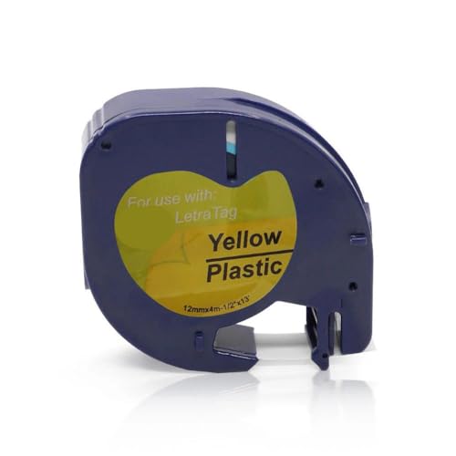 VMHPMLGV Kompatible Plastikbeetikernklebeband LT-100H 12mmx4m Nachfüll 91331 Weiß 1/2 "91330 Papieretikett Kompatibel mit Tagschild-Hersteller(91202-91222 Yellow) von VMHPMLGV