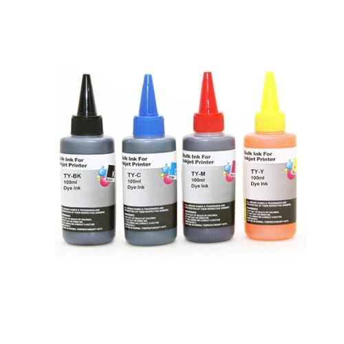 VMHPMLGV Universal Dye Ink Nachfüllkit Bk C M y 100 ml kompatibel mit Büro -Tintenstrahldrucker -CISS -Tankpatronen kompatibel(4 Color) von VMHPMLGV