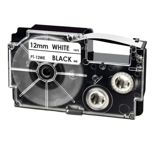 VMHPMLGV XR 12Wer-Etikettbandkassette 12mm x 8m rot auf weißer Austausch Kompatibel mit KL-750 KL-7400 KL-820 kompatible Etikettendrucker(Black on White) von VMHPMLGV
