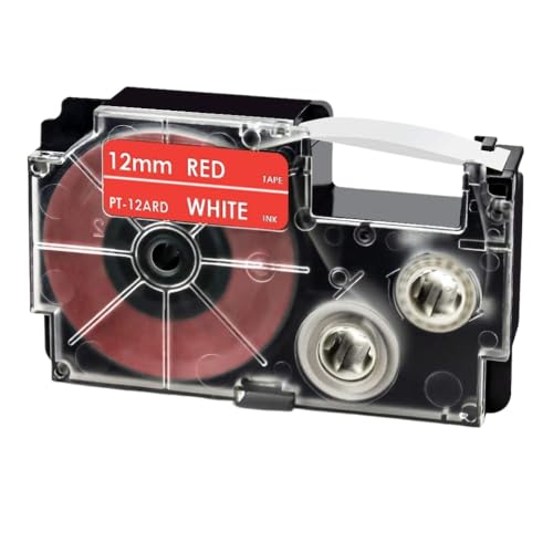 VMHPMLGV XR 12Wer-Etikettbandkassette 12mm x 8m rot auf weißer Austausch Kompatibel mit KL-750 KL-7400 KL-820 kompatible Etikettendrucker(Red on White) von VMHPMLGV