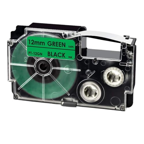 VMHPMLGV XR 12Wer-Etikettbandkassette 12mm x 8m rot auf weißer Austausch Kompatibel mit KL-750 KL-7400 KL-820 kompatible Etikettendrucker(White on Green) von VMHPMLGV