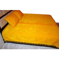 Gelbe Samt Quilt König Samtdecke Gelbe Samt Tröster Königin Bettwäsche Set Tagesdecke Gemütliches Zimmer Dekor Hochzeit Luxusgeschenk von VMORELIFESTYLE