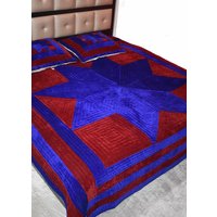 Handgefertigte Kuschelige Strickdecke Lone Star Quilt Patchwork Queen Size Amish Sterne Design Tröster Tagesdecke Luxus Handgemachter Samt Stern von VMORELIFESTYLE