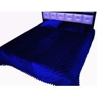 Königsblau Samt Quilt König Decke Tröster Königin Bettwäsche Set Tagesdecke Gemütliches Zimmer Dekor von VMORELIFESTYLE