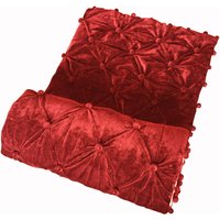 Dunkelrote Samtdecke Handgenähtes Schmusetuch Mit Pompoms von VMORELIFESTYLE