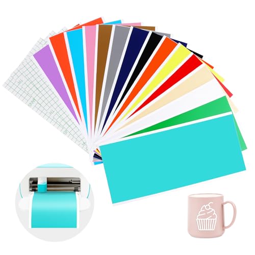 VMUTGA 15 Stück Smart Vinyl Permanent für Cricut Joy, 14 x 30,5cm Smart Adhesive Vinyl Plotterfolie Selbstklebend Vinyl Plotter Film mit 3 Transferfolie Plotter für DIY Muster Basteln Dekoration von VMUTGA