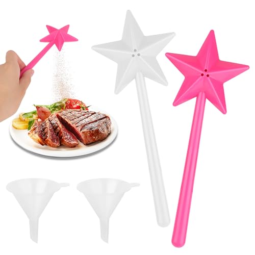 VMUTGA 2 Stück Salzstreuer Zauberstab, Magisches Gewürzstreuer mit 2 Kleinen Trichtern, Stern Gewürzstreuer Zauberstab, Spices Spice Shaker für Küche Cooking von VMUTGA