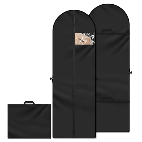 VMUTGA 60x180 cm Lange Kleidersäcke, Faltbare Kleiderhüllen, Anzugtragetasche mit Reißverschluss und Griffen, Atmungsaktiver Mottensicher Kleidersack Schutztaschen für Brautkleider Abendkleider Anzüge von VMUTGA
