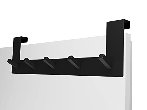 VMbathrooms Premium Türgarderobe mit einzigartigem Haken Design | Türhakenleiste für Standard Türfalz bis 2,1cm | Kleiderhaken Tür + Gratis E-Book (Farbe: Schwarz matt) von VMbathrooms