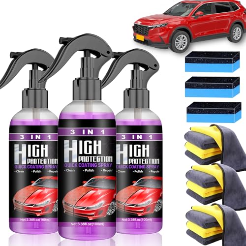 3-in-1 Hoher Schutz Schnelles Auto-Beschichtung Spray, Beschichtungsspray Auto 3 in 1, Autobeschichtungsspray 3 in 1, 3 in 1 High Protection Spray 100ml (3 Stück) von VNAKER