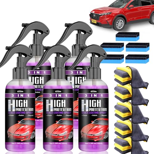 3-in-1 Hoher Schutz Schnelles Auto-Beschichtung Spray, Beschichtungsspray Auto 3 in 1, Autobeschichtungsspray 3 in 1, 3 in 1 High Protection Spray 100ml (5 Stück) von VNAKER