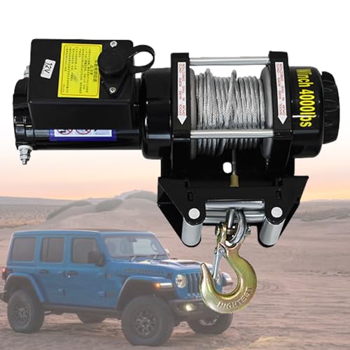 VNATWGOO 12V/24V wasserdichte Elektrische Seilwinde 3000Lb-4000Lb FüR GeläNde, Sand, Fahrzeuganheben, Notfallrettung Mit Doppelfernbedienung,4000lb-24V von VNATWGOO