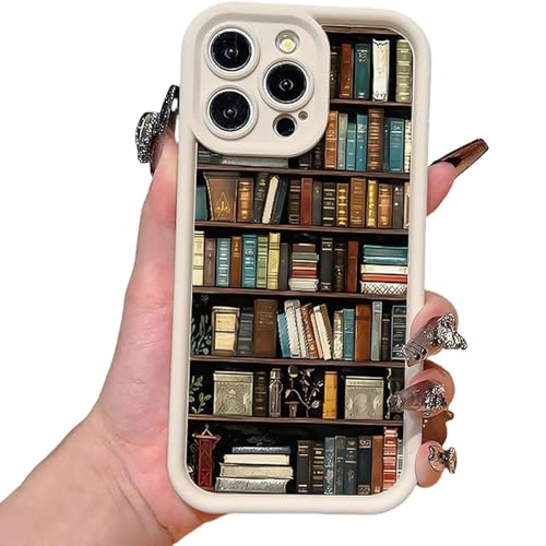 Alyova Bücherregal-Telefonhülle, stoßfest, rutschfest, weich, for Männer und Frauen, Geschenke for Buchliebhaber, for iPhone 16 15 14 Pro Max Xr Xs Plus(B,for iPhone 15Plus) von VNDGEOUH