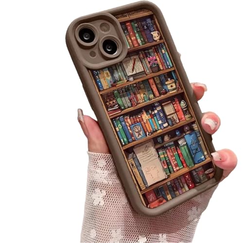 Alyova Bücherregal-Telefonhülle, stoßfest, rutschfest, weich, for Männer und Frauen, Geschenke for Buchliebhaber, for iPhone 16 15 14 Pro Max Xr Xs Plus(K,for iPhone 13) von VNDGEOUH