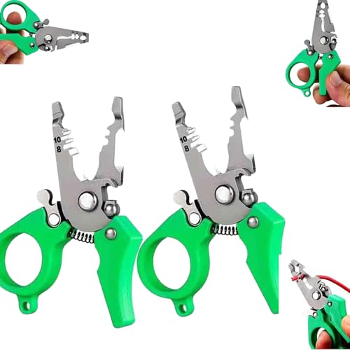 Mini-Multifunktionswerkzeug-Abisolierzange, Drahtcrimper, Kabelabisolierer, tragbares 12-in-1-Multifunktionswerkzeug for Elektriker, Teilen, Trimmen und Crimpen(2pcs) von VNDGEOUH