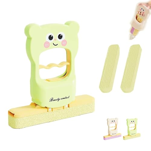 VNDGEOUH Mini-Handmopp mit süßem Katzenmuster, Nass- und Trockenreinigungssystem, Mini-faltbarer Schreibtischmopp mit austauschbarem Kopf for Badezimmer, Küche(Green+2 Mop Head) von VNDGEOUH