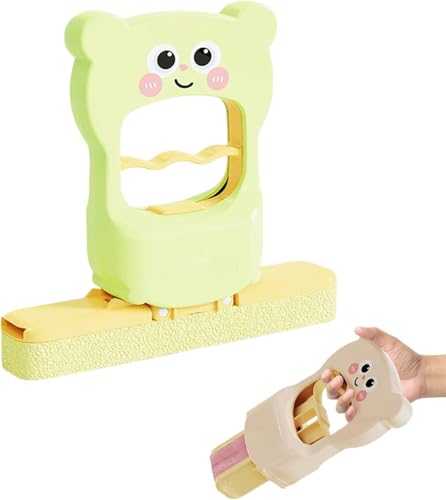 VNDGEOUH Mini-Handmopp mit süßem Katzenmuster, mit austauschbarem Schwammkopf, faltbare, selbstdrückende Mini-Mopps for kleine Räume, super saugfähige Mopps for Wandreiniger(Green) von VNDGEOUH