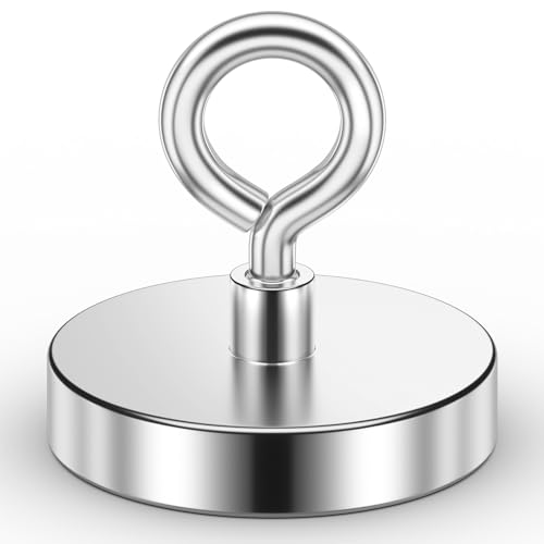 VNDUEEY Strong Neodymium Fishing Magnets, 318KG Pulling Force, Rare Earth Magnet with Countersunk Hole Eyebolt for Retrieving in River Lake, Beach, Lawn -75mm von VNDUEEY