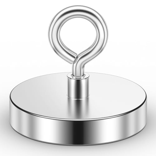 VNDUEEY Super Strong Neodymium Fishing Magnets, 454KG Pulling Force, Rare Earth Magnets, Magnet Fishing with Countersunk Hole Eyebolt for Retrieving in River Lake, Beach, Lawn -90mm von VNDUEEY