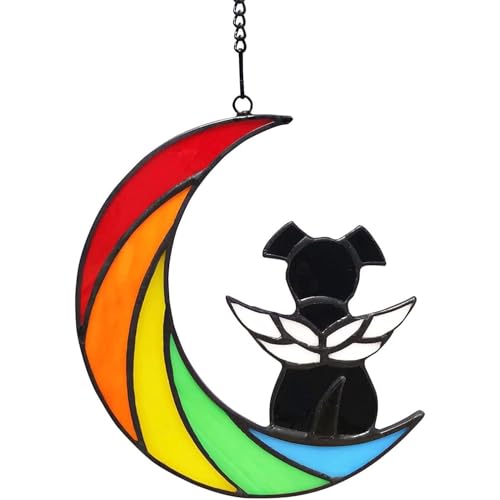VNIDJGB Gedenkgeschenk für Hunde, Acryl, bunt, Mondwinkel, Haustier-Verlust-Geschenke, Regenbogen-Fensterdekoration, Haustier-Verlustgeschenk, Erinnerungsfenster zum Aufhängen für Haustiere VNIDJGB Gedenkgeschenk für Hunde, Acryl, bunt, Mondwinkel, Haustier-Verlust-Geschenke, Regenbogen-Fensterdekoration, Haustier-Verlustgeschenk, Erinnerungsfenster zum Aufhängen für Haustiere von VNIDJGB
