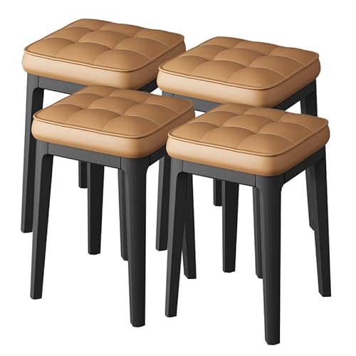VNIOFSW Set mit 6 stapelbaren orangefarbenen Kunststoffhockern mit Kissen – leichte, rückenfreie Esszimmerstühle für den Einsatz in der Schule oder im Restaurant von VNIOFSW