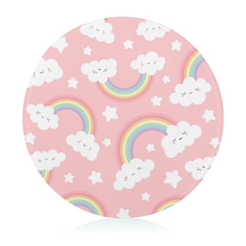 Regenbogenwolken Schneidbrett Rutschfest Glasbrett Glasschneidebrett Für Obst Gemüse Fleisch 20 cm von VNJVPWLQW