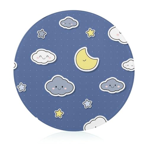 Stern, Mond Und Wolken Runde Schneidebrett Rutschfest Küchenbrett Zum Servieren Und Schneiden 20 cm von VNJVPWLQW