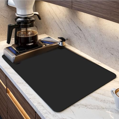 VNNOPG Umweltfreundliche Kaffee Matte Absorbierende Entwässerungsmatte Teller Trocknen Matte Gummi Backed Anti Rutsch Draining Board Matten, Quick Dry Dish Drainer Matte, 30 * 40 cm von VNNOPG