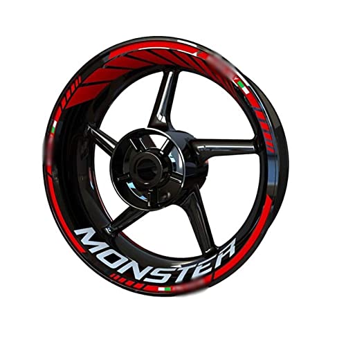 Felgenaufkleber Motorrad Reifen Aufkleber Rad Aufkleber Für Ducati Für Monster 750 696 1200S S2R S4R 659 796 821 695 1100 937 1200 620(Rot) von VNRQJLSN