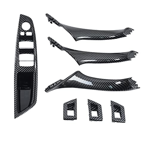 VNRQJLSN Für 5er F10 F11 F18 520i 523i 525i 528i 535i Verbessertes Neues Innentür-Armlehnen-Fenster-Schalttafel-Zuggriff-Set (Carbon Fiber LHD 7PCS) von VNRQJLSN