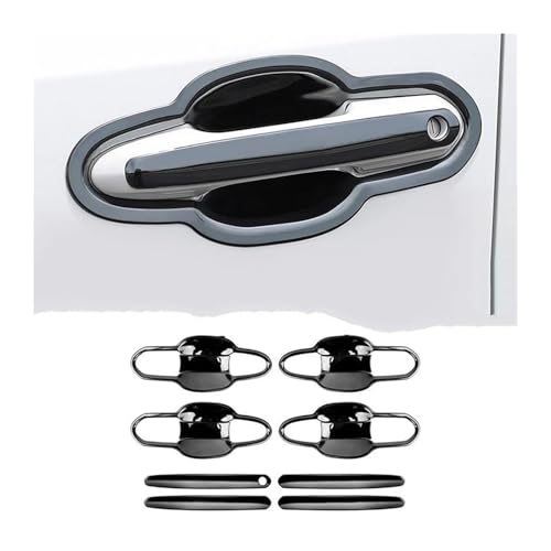 VNRQJLSN Für Toyota Für RAV4 2019 2020 2021 2022 2023 2024 RAV 4 XA50 Hybrid Edelstahl-Autotürgriffschalenabdeckung Schutzverkleidung Zubehör(A and B Black) von VNRQJLSN