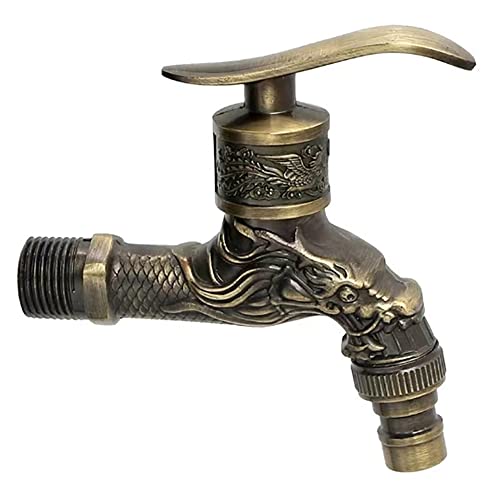 VOANZO 1,27 cm Messing-Wasserhahn, Antik-Wasserhahn, Keramikspule, Wasserhähne in Drachenform, geschnitzter Wasserhahn für Küche, Badezimmer, Garten von VOANZO