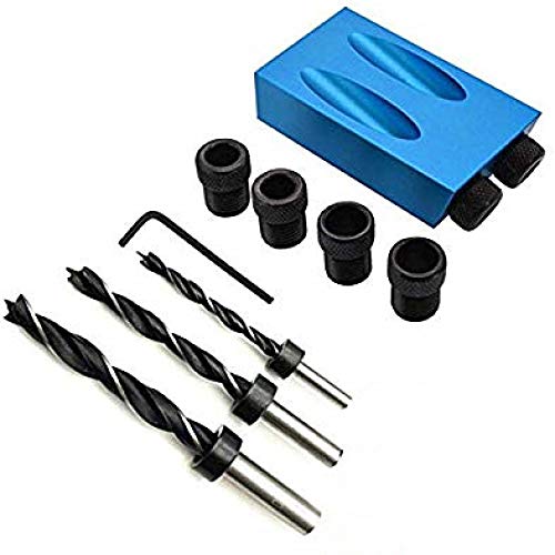 VOANZO 14PCS Set Taschenlochbohrführung, 15 Grad Taschenlochbohrset Holzbearbeitung Schrägbohrführung Set Positionierer-Ortungswerkzeug von VOANZO