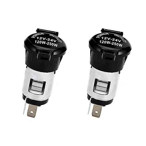 VOANZO 2 STÜCKE Zigarettenanzünder Wasserdicht Marine Grade ATV RV 12V/24V DC Zigarettenanzünder Stecker Steckdose für Boot Motorrad Auto 120-250W von VOANZO