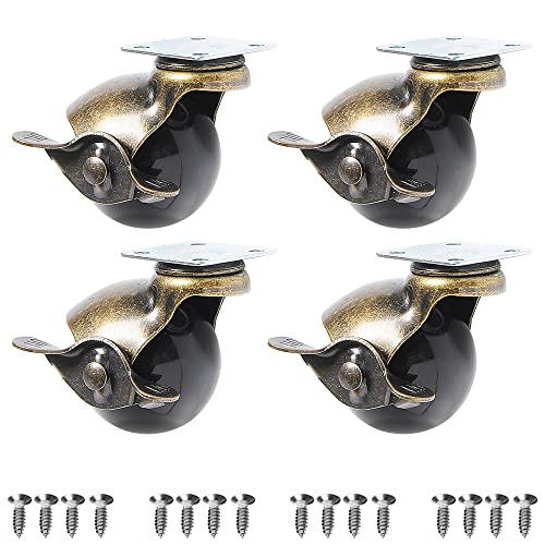 VOANZO 4 Stück 5,1 cm Kugelrollen, 360 Grad, antikes Messing, Top-Plattenrollen für Möbel, Schränke, Rollstühle von VOANZO