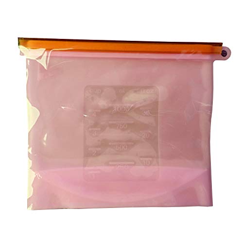 VOANZO 5 Stück Obst- und Gemüsesilikon-Frischhaltebeutel 1000 ml, vakuumversiegelter Beutel Hygienische Frischhalteverpackung, Kühlschranklebensmittel (rot) von VOANZO
