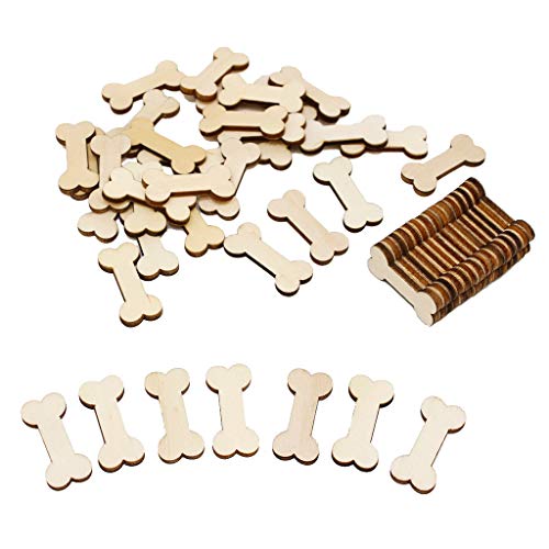 VOANZO 50PCS Knochen Deko, Plain Unfinished Wood Hundeknochen, Holz Hundeknochen geformtes für Kunsthandwerk DIY Projekte, Geschenkanhänger, Home Decoration, bereit zu malen oder zu dekorieren von VOANZO