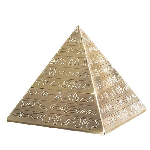 VOANZO Kreative Retro Metall Mit Deckel Aschenbecher Home Hotel Büro Decor Alten Ägypten Skulptur Pyramide Ornamente Festival Geschenk (Bronze) von VOANZO