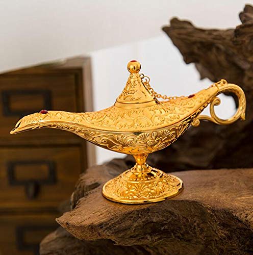 VOANZO Magic Aladdin Früher, Retro Metall Märchen Aladdin Magic Genie Teekanne Öl Hause Tischdekoration (gold) von VOANZO