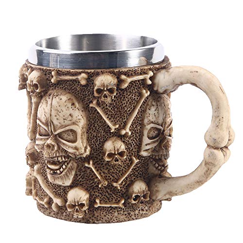 VOANZO Metallschädel Kaffeebecher mit Griff Schädel Bierkrug für Männer Vatertagsgeschenk von VOANZO