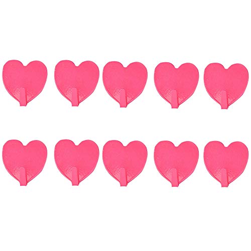VOANZO Wandhaken, 10 Stück Herzform Selbstklebende Haken, Starker Haken Heavy Duty, Niedliche Liebesherz Nahtlose Haken für hängende Taschen Küchenbedarf (pink) von VOANZO