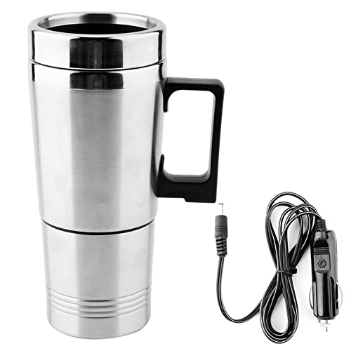 VOBOR 12v Wasserkocher Auto 350ML + 150ML,Tragbarer Edelstahl Auto Thermoskanne,Wasserheizbecher,Elektrischer Tassenkessel für Tee,Kaffee von VOBOR