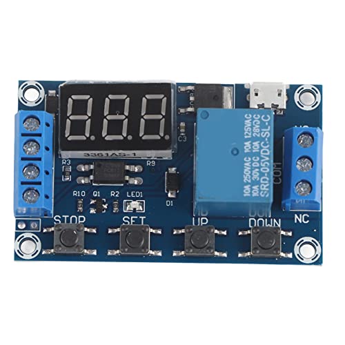 VOBOR Einstellbares Timer Modul,DC 6V-30V Triggerverzögerung Ein/Aus Zyklus Timer Schalter,Relaisschaltermodul mit LED Anzeige Micro USB 5V für Intelligente Haussteuerung von VOBOR