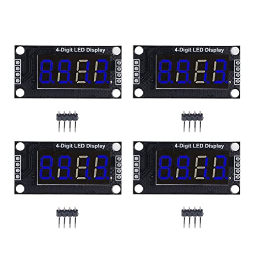 VOBOR 4 Sets Digital Tube Display Modul LED 4 Digit 7 Segment 0.36in TM1637 Drive Chip(Blau (MRA110D)) von VOBOR