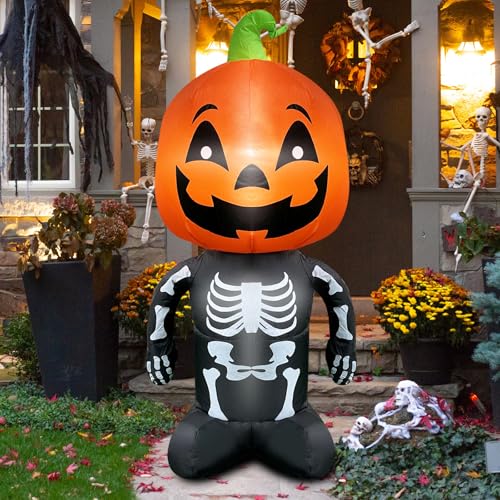 VOCADE Halloween-aufblasbare Outdoor-Dekoration, Totenkopf, Kürbis, Mann, Dekorationen, aufblasbar, Halloween-Dekoration für Süßes oder Saures, Halloween-Party, Rasen, Garten, Veranda, Innen- und VOCADE Halloween-aufblasbare Outdoor-Dekoration, Totenkopf, Kürbis, Mann, Dekorationen, aufblasbar, Halloween-Dekoration für Süßes oder Saures, Halloween-Party, Rasen, Garten, Veranda, Innen- und von VOCADE